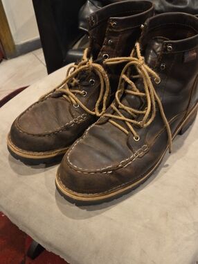 Danner Brown Leather Moc Toe Lace-Up Boots